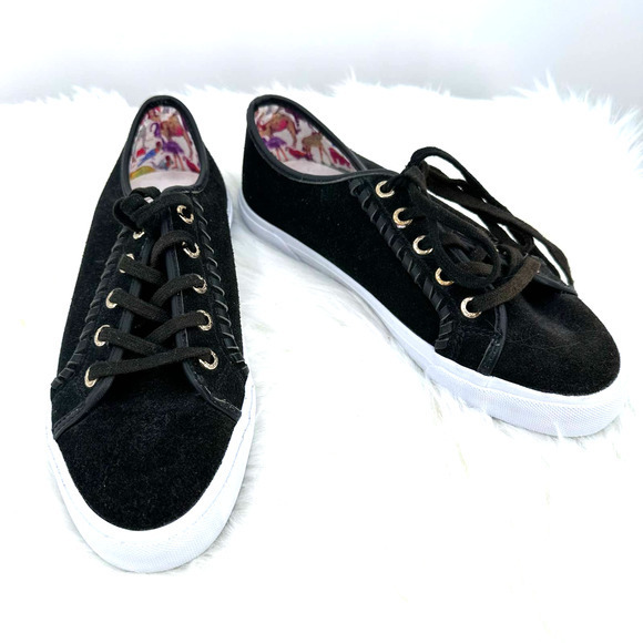 Jack Rogers size 6.5 M new‎ without box Carter black suede lace up sneakers - Picture 1 of 9